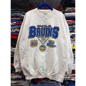 Vintage 90s UCLA Bruins Sweatshirt Mens L White University California Made USA